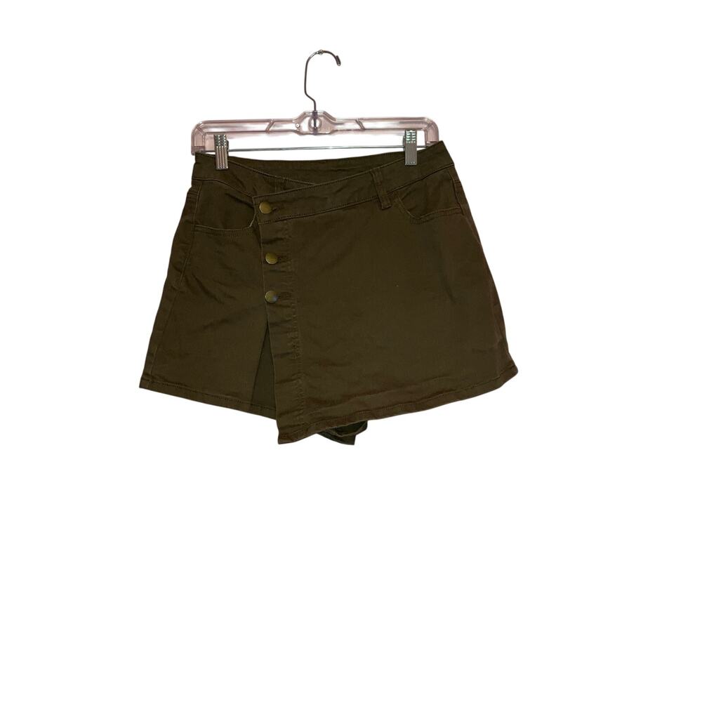 Blue Rain Francseca's Brown Button Wrap Front Skort High Rise Size Medium